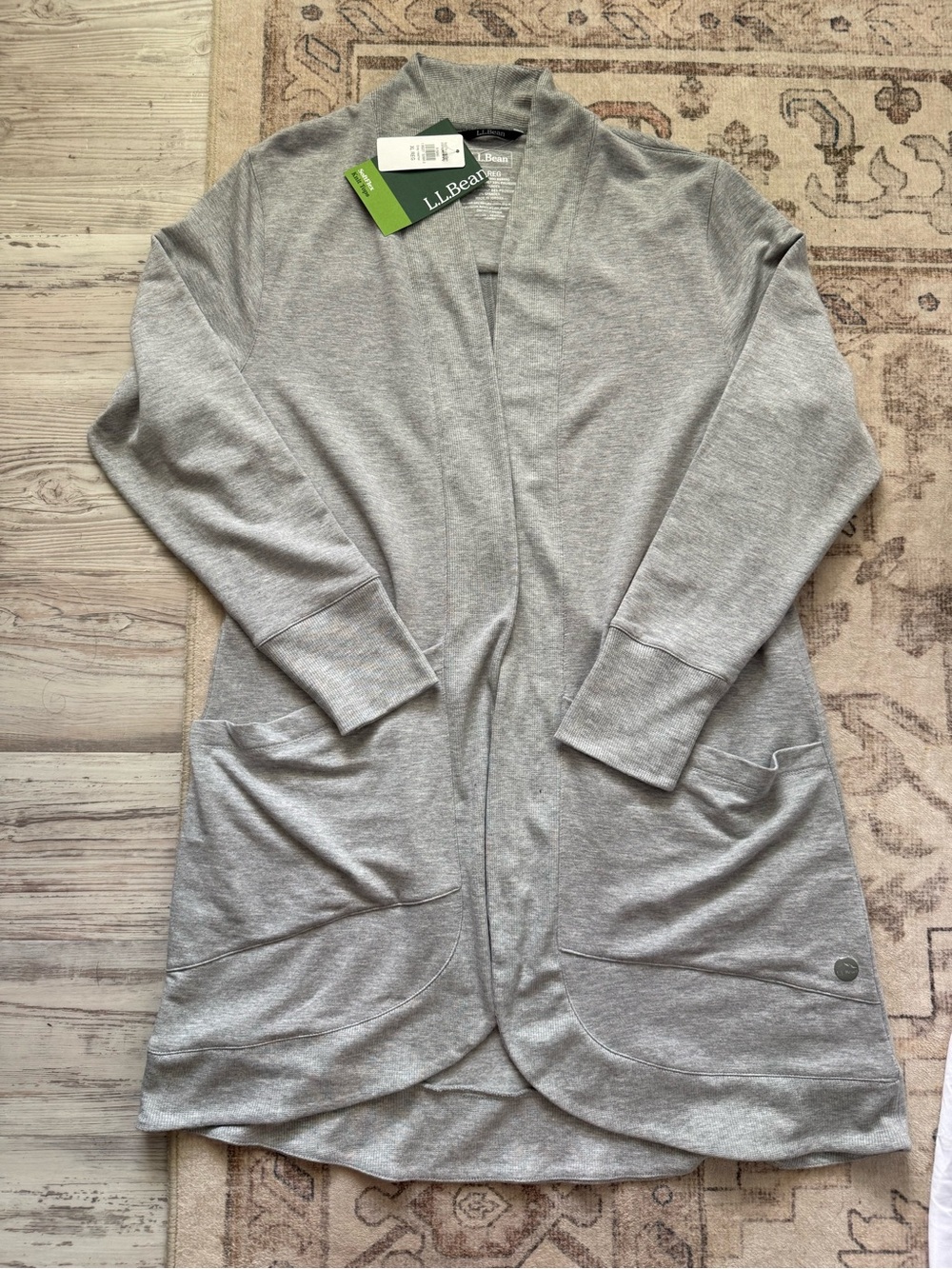 NWT L.L. Bean Women’s Light Heather Gray Open-Front Casual Cardigan